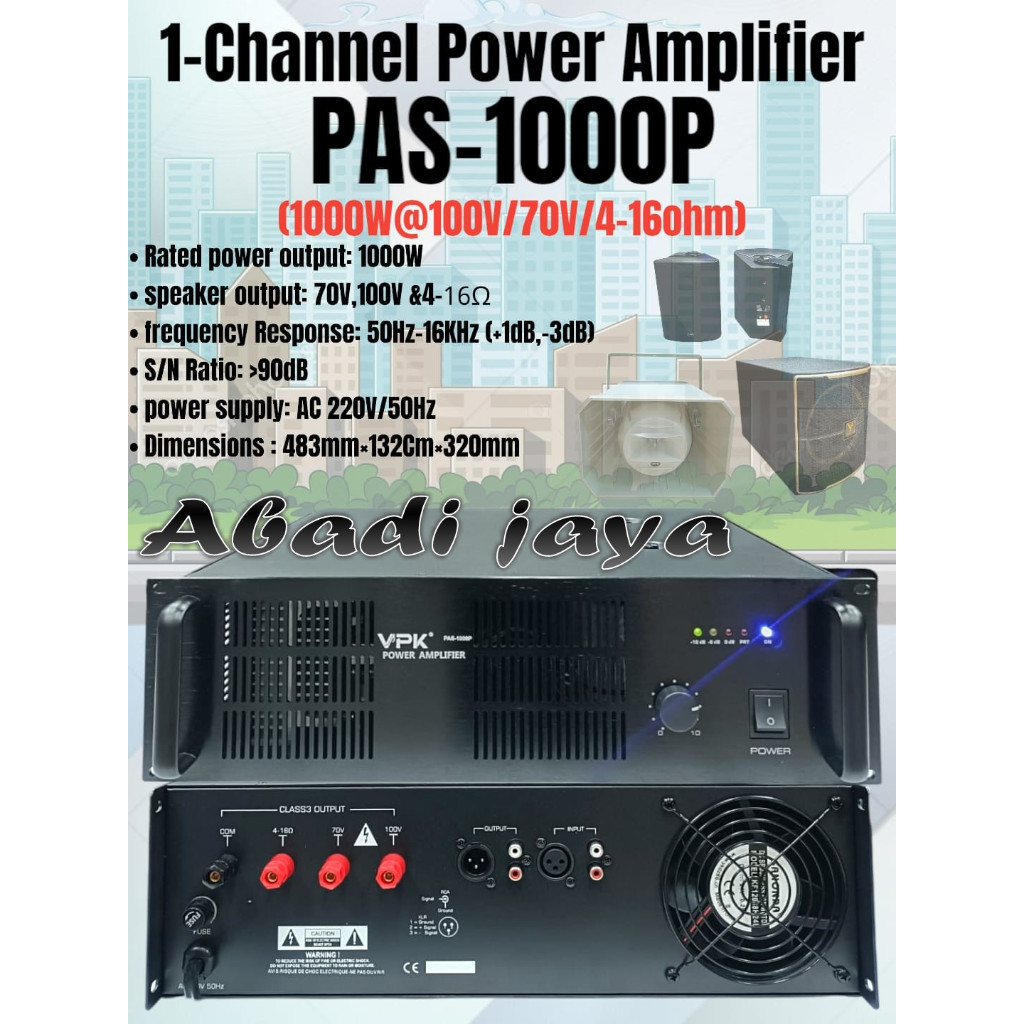power amplifier vpk pas 1000p / pas1000p / pas1000 p 1000 watt 100v original