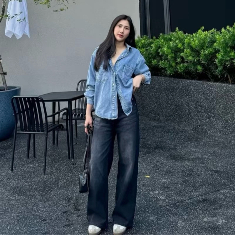 CELANA KULOT JEANS HIGHWAIST LOOSE | KOREAN BAGGY STRAIGHT JEANS