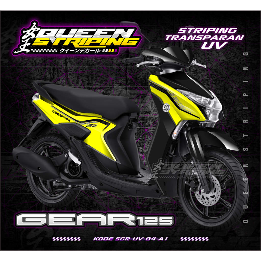 Stiker Transparan UV Gear 125 / Variasi Striping Lis Simpel Stiker Bahan Kualitas Premium - SGR