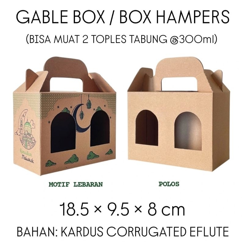 

(MIN ORDER 10 PCS) BOX TOPLES TABUNG 300ml / GABLE BOX 18.5x9.5x8 / BOX HAMPERS PARCEL LEBARAN IDUL FITRI NATAL