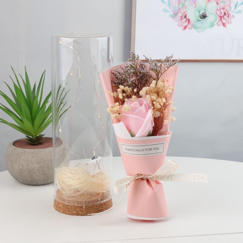 Hadiah Valentine Unik | LED Flower Dome Murah | Buket Bunga LED dalam kaca | Glass Dome LED Flower D