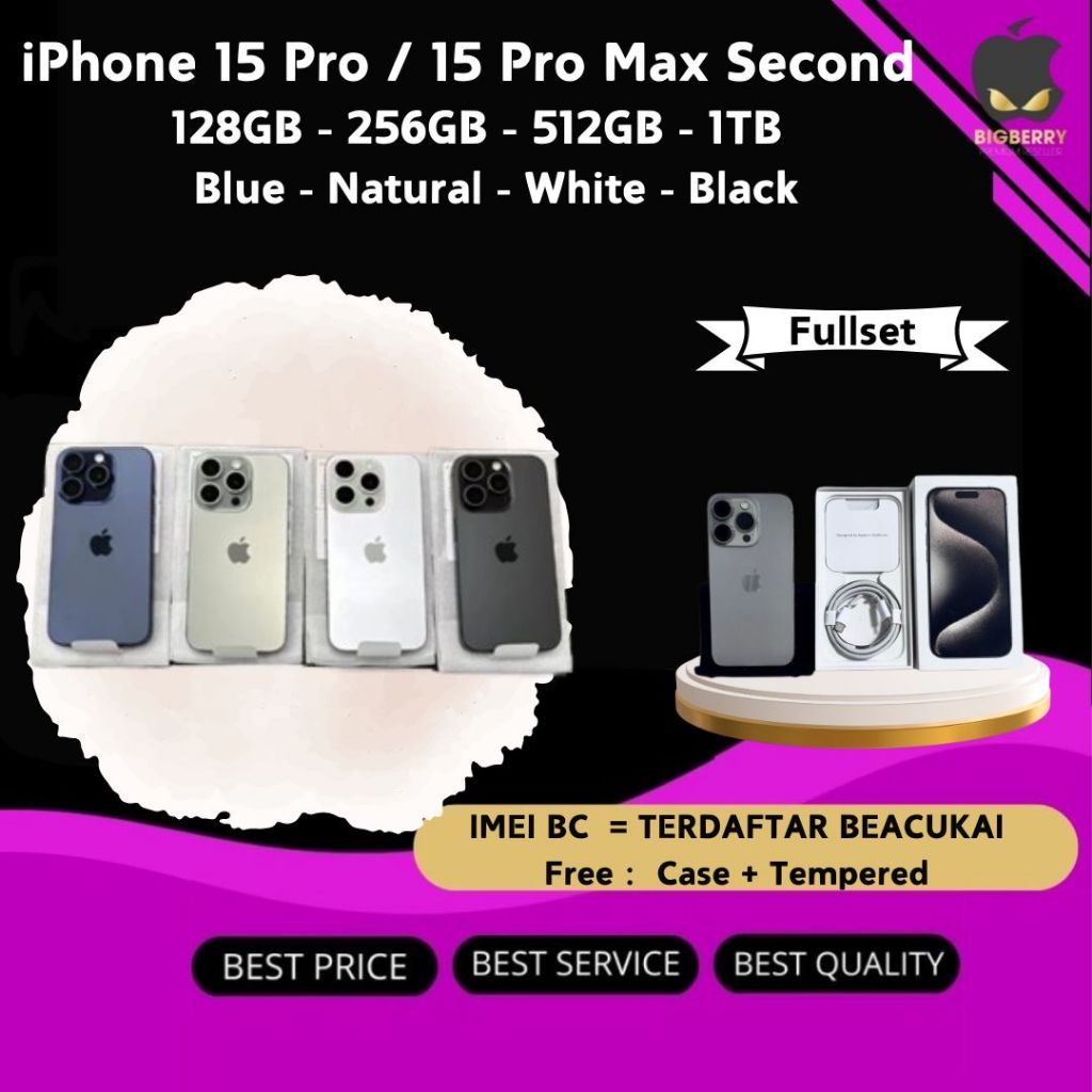 SECOND iPhone 15 Pro / Pro Max 256GB 512GB 1TB Titanium Seken Fulset Second