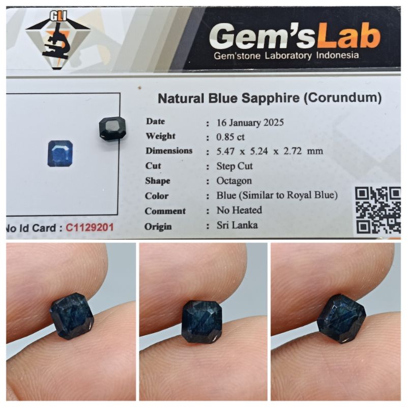 Natural Blue sapphire Ceylon mini memo GLI Safir Sri Lanka