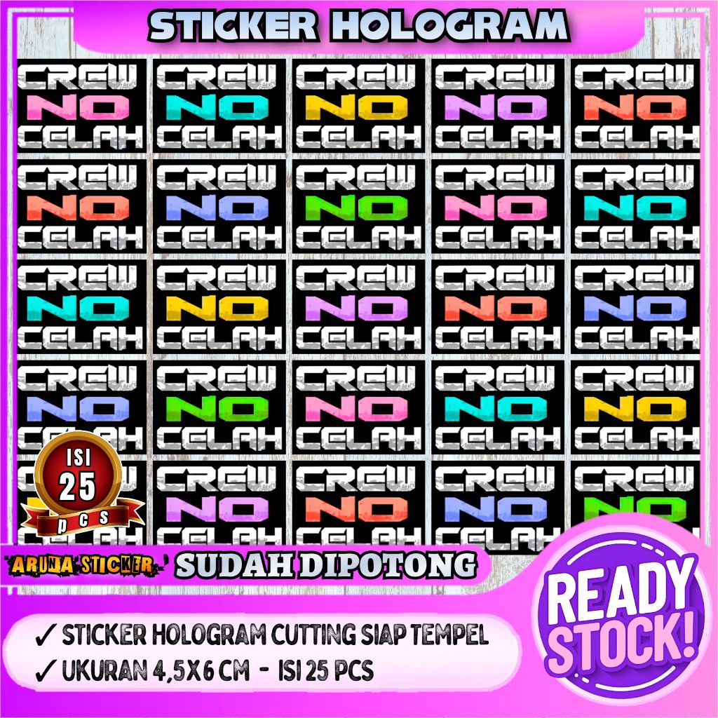 

Sticker Crew No Celah Hologram Isi 25 pcs Sudah Dipotong Stiker Bis Telolet Basuri Viral TERBARU