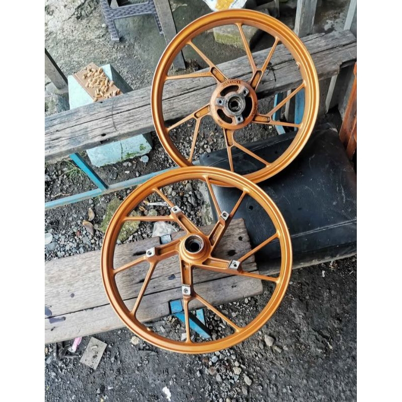 velg roda depan belakang suzuki satria fu repaint gold original copotan