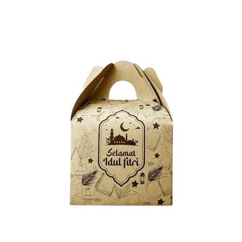 

10 pcs gable box eid mubarak warna coklat kemasan kue kering dus hampers lebaran ukuran 14x14x12cm