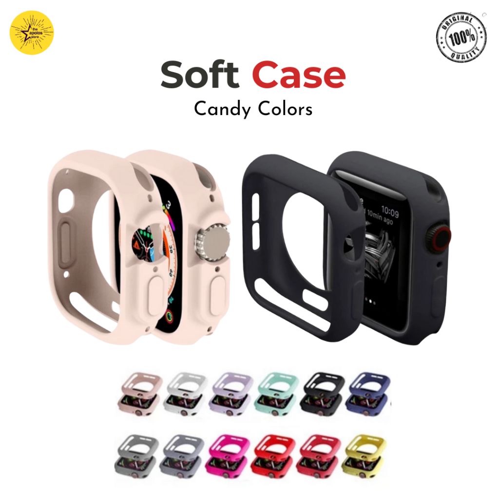 Soft Case Apple Watch iWatch Bumper  9 8 7 6 SE Pelindung T55 Ultra SilikonSmartwatch T500 i8
