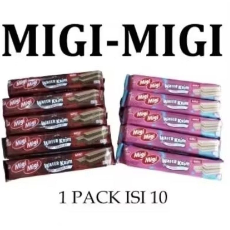 

MIGI MIGI WAFER KRIM 1 PACK ISI 10 PCS RASA COKELAT DAN STROBERI