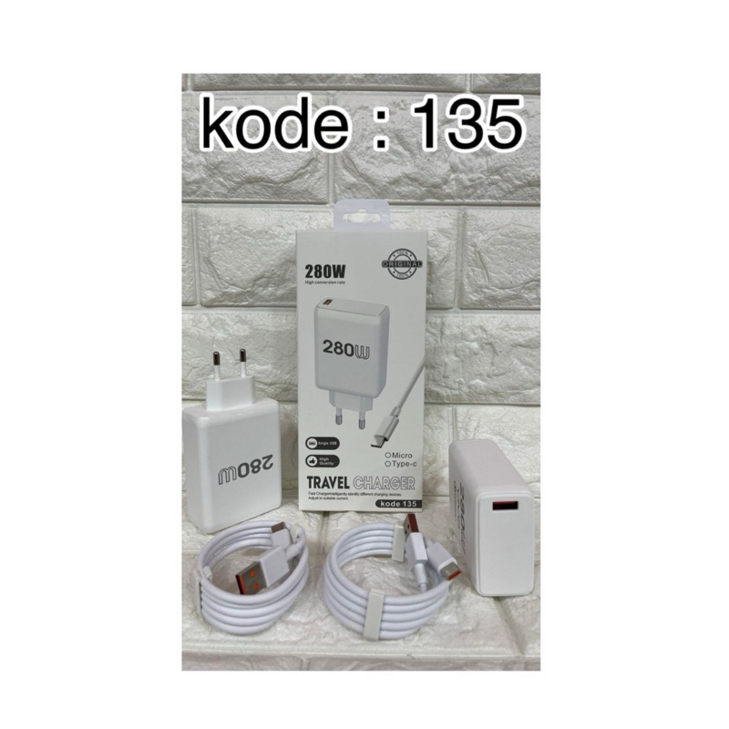 Charger Android 280W Fast Charging Tipe 135 Vooc Casan Cepat