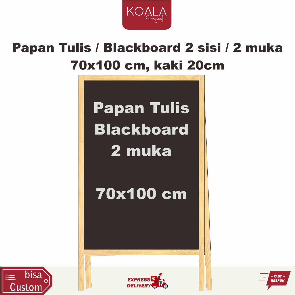 

PAPAN TULIS KAPUR HITAM - 2 SISI 2 MUKA LIPAT 70X100 CM - KOALA PROJECT