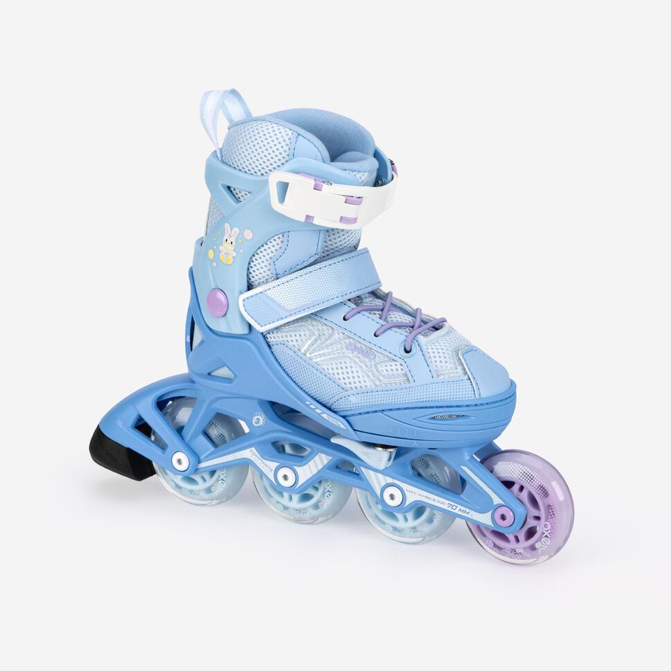 Decathlon OXELO Sepatu Roda Inline Skate Anak Fit3 Biru Muda Kelinci - 8802028