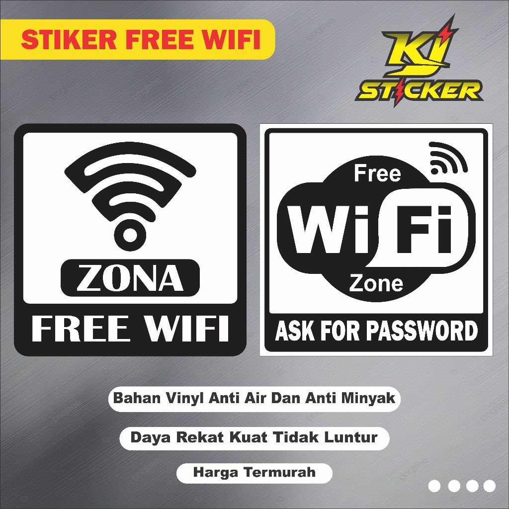 

KJ STIKER Promo Stiker Free Wifi / Stiker Wifi Gratis / Stiker Free Wifi Cafe / Stiker Free Wifi Zone