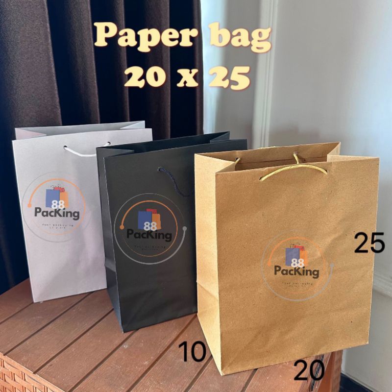 

paper bag 20x25 coklat hitam putih tas kertas coklat goodiebag souvenir pesta