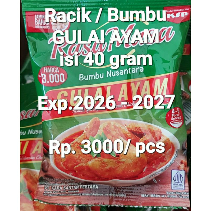 

Racik / Bumbu GULAI AYAM isi 40gr Exp. 2026 - 2027