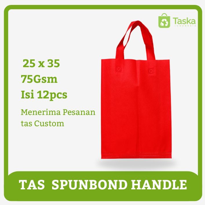 

TAS SPUNBOND HANDLE 25x35 LUSINAN WARNA MERAH / Tas Belanja Murah / Kantong Belanja
