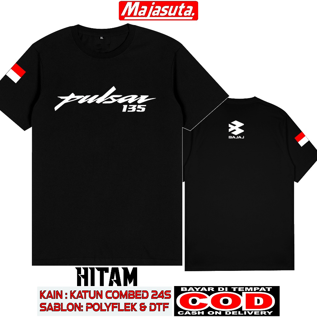 BAJU KAOS BAJAJ PULSAR 135 M1 KATUN COMBED 24S TEBAL//BISA COD//KAOS KOMUNITAS//KAOS CLUB//KAOS MOTO