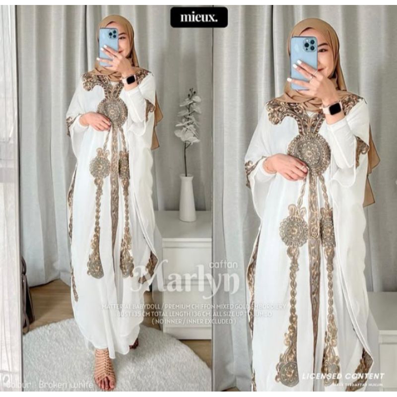 Kaftan marlyn / kaftan lebaran premium / sudah include dengan inner / original by Mieux / kaftan bor