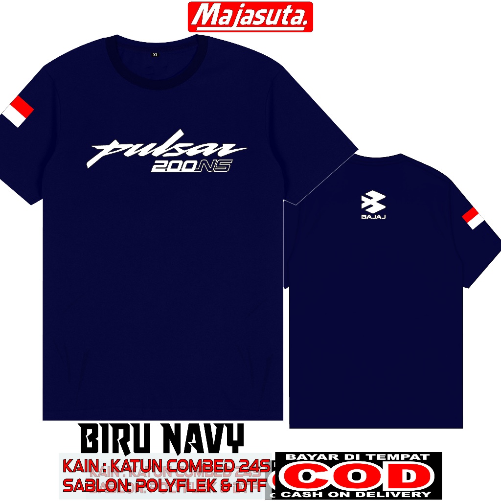 KAOS BAJAJ PULSAR 200NS M1 KATUN COMBED 24S TEBAL//BISA COD//KAOS KOMUNITAS//KAOS CLUB//KAOS MOTOR//