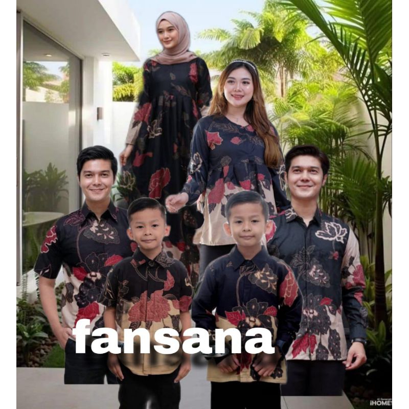 Baju batik couple / seragam keluarga motif mawar hitam