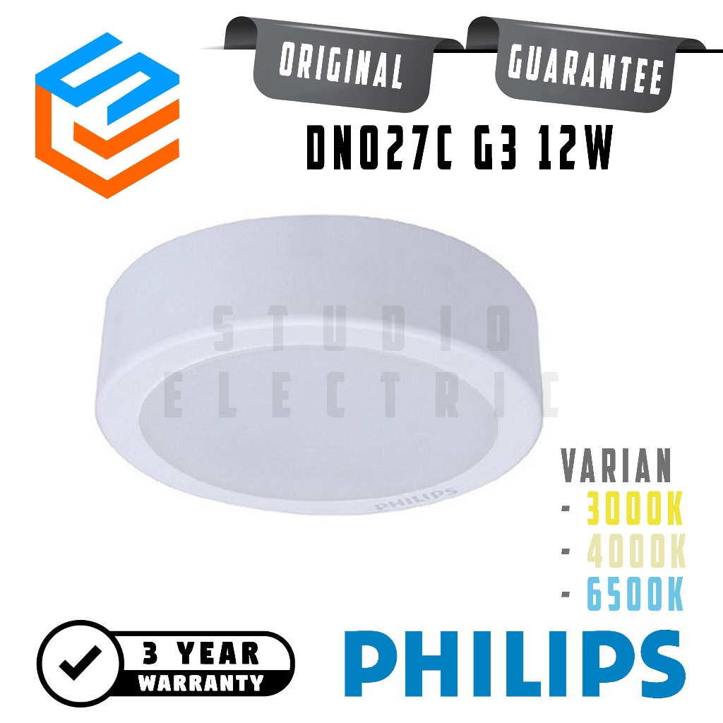 Philips DN027C G3 Lampu Downlight Outbow 12W LED12 Bulat D175 - 12 W 12 Watt 12Watt