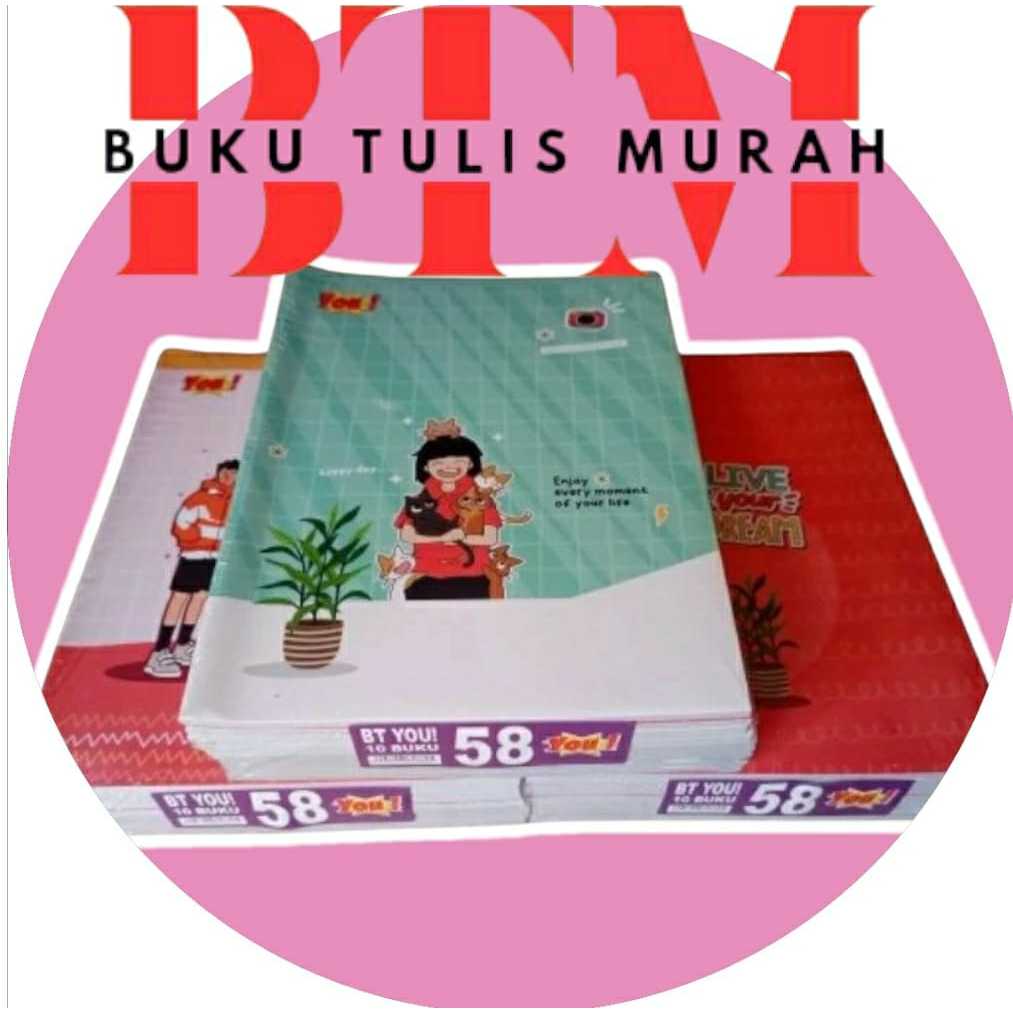

(1 Pack/ 10 Biji) Buku Tulis Murah 58 Lembar Merk You/ Enteng