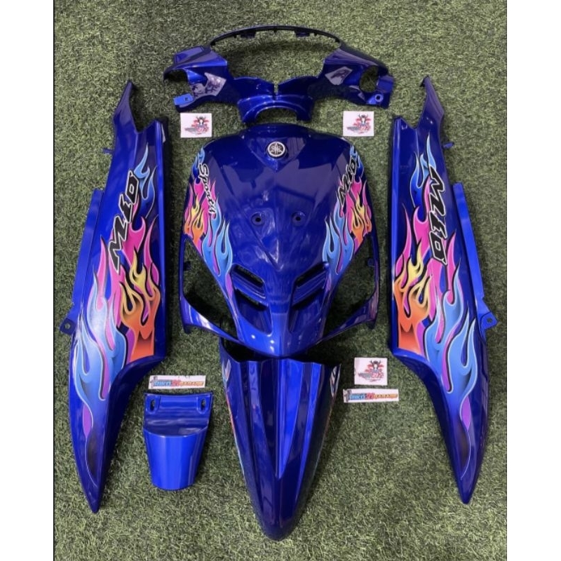 Cover body halus full set mio sporty mio lama warna biru navy striping custom yamaha mio sporty mio 