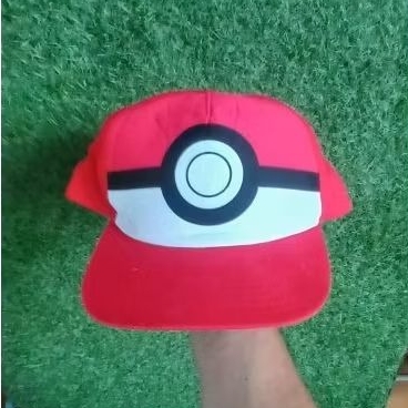 topi pokemon japan,official tag, size remaja, used, print