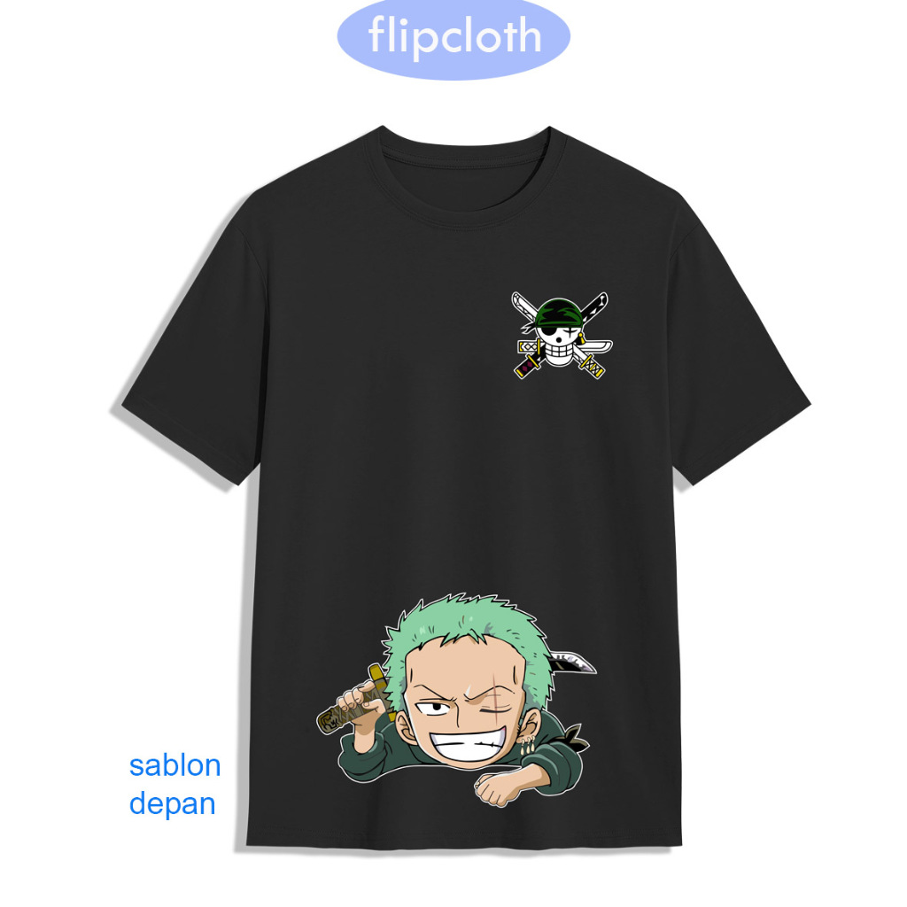 Kaos One Piece Zoro - Baju Zoro One Piece Anime Cotton Combed 30s Premium