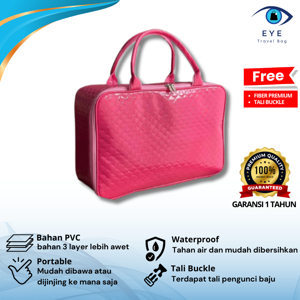 Koper Mini Tas Travel/ Travel Bag Premium Plain Baby Pink/ Tas Pakaian - Koper Fiber Jinjing Wanita