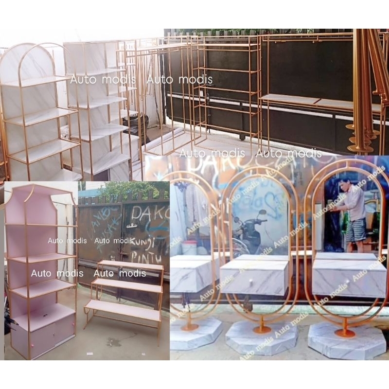 RAK PARTISI EMAS EMPAT BERTINGKAT BONGKAR PASANG SERBAGUNA INDUSTRIAL DIVIDER PEMBATAS RUANGAN LEMAR