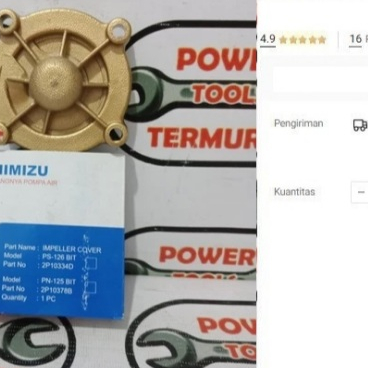 

Tutup Impeller SHIMIZU PS-135 BIT Impeler Cover PS 135 PS135 Pompa Air