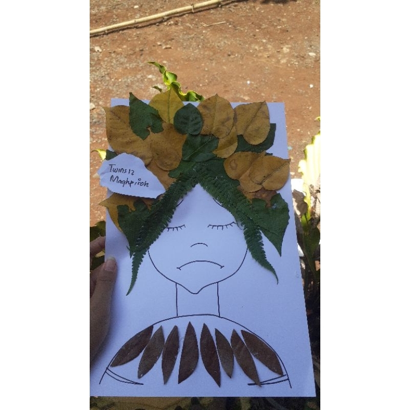 

kolase daun aesthetic murah meriah tugas prakarya anak