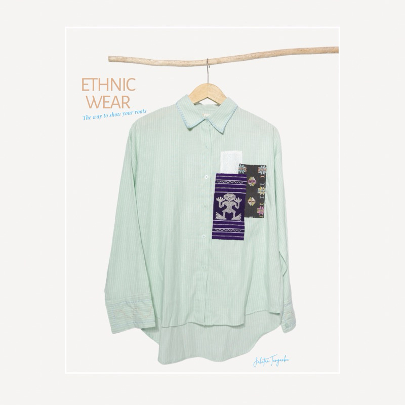 kemeja patchwork wanita ethnic tenun sulam sashiko K