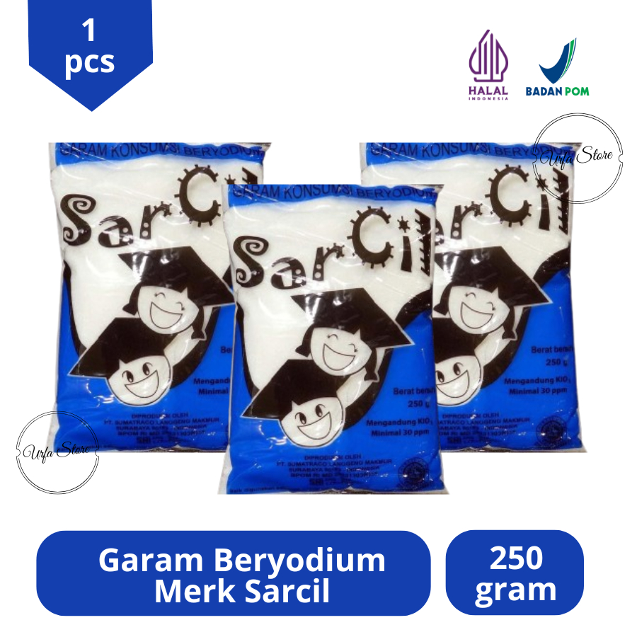 

Garam Konsumsi Beryodium Cap Sarcil 250 gr / Garam Meja Dapur Halus Beryodium