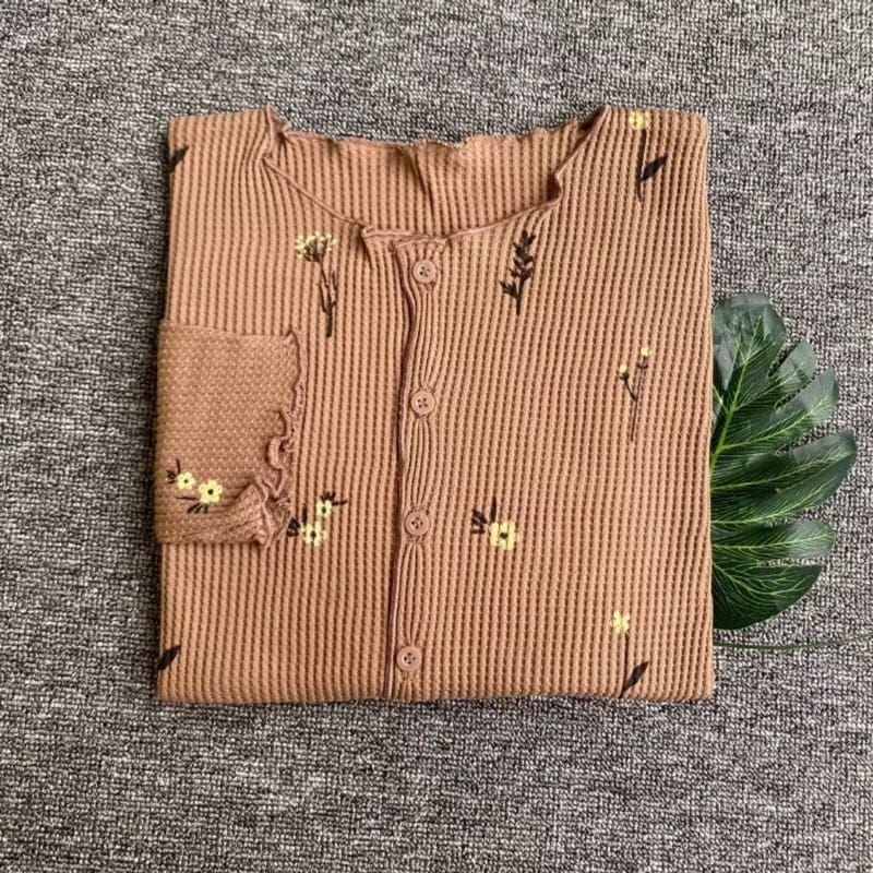 Cardigan Motif Waffle, Cardigan Motif Korean Style, Cardigan Waffle