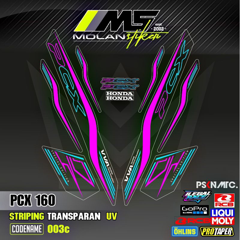 Decal Sticker Striping Variasi Transparan Uv PCX 160 Honda PCX 160 2022-2025 All New PCX 160 CBS Pcx