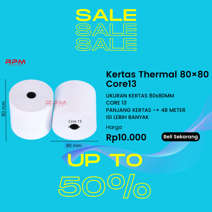 

Kertas Struk Thermal 80x80 Termal Roll Kasir 80x80mm Mesin Printer Bluetooth 80mm