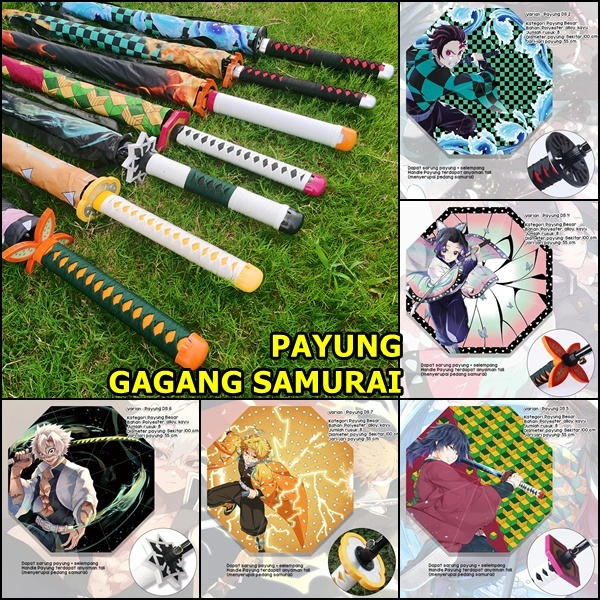 Payung UV Panjang Demon Slayer | Payung Tanjiro Kamado | Payung Anime Demon Slayer | Payung Kimetsu 
