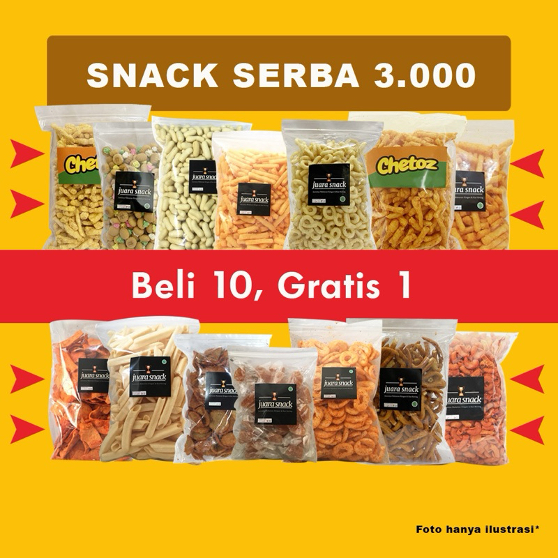 

[BELI 10 GRATIS 1] Keripik Kerupuk Serba 3000-an Cemilan Kue Kering Juara Snack Basreng Makaroni