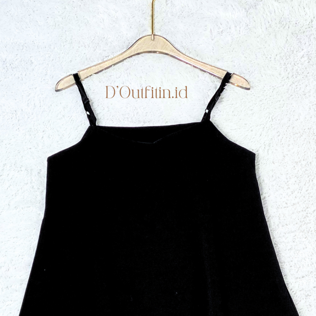 D’OUTFITIN.ID ~ DIANA DRESS PENDEK ROK FLARE CANTIK GIRLY BLACK TALI SATU