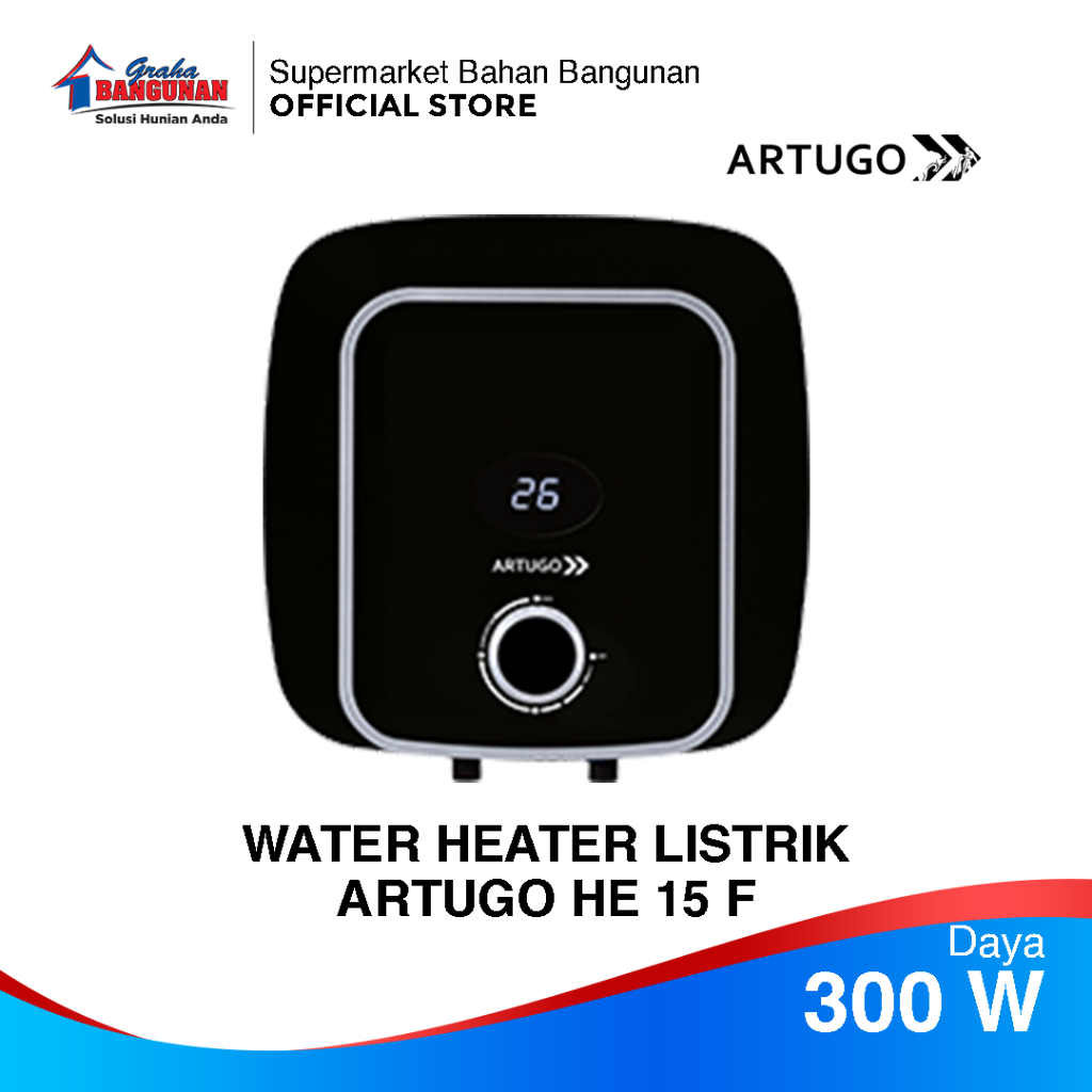 Water Heater Listrik Artugo HE 15 F / Pemanas Air Listrik