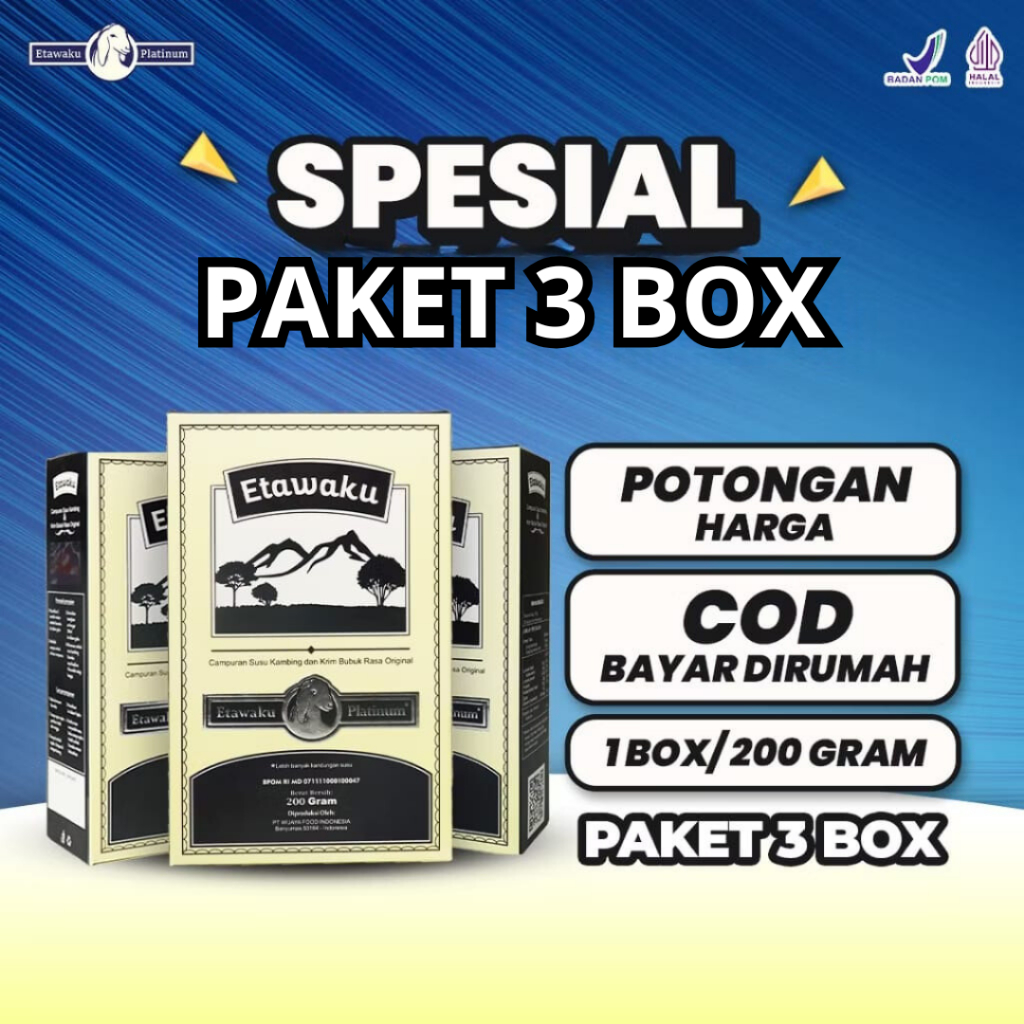 

ETAWAKU PAKET 3 BOX - Original Susu Etawa Premium Atasi Pernapasan BPOM dan Halal