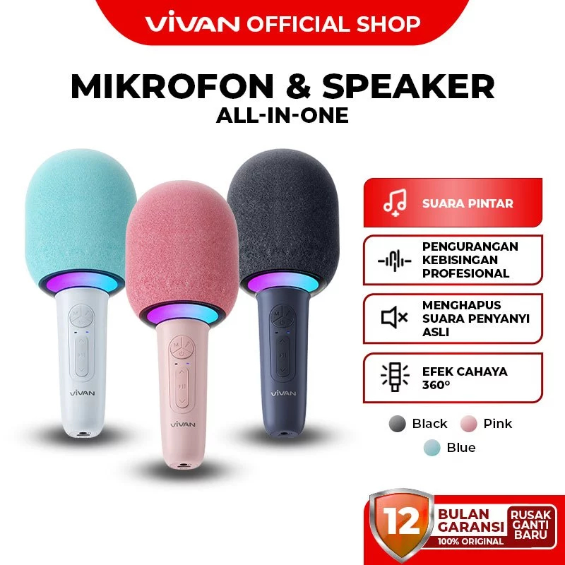 [New] Vivan VS9 Bluetooth Karaoke Speaker VS9 360° RGB Light Voice Changer