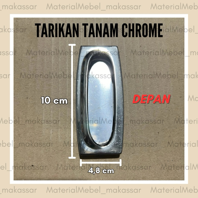 Tarikan Tanam Chrome Oval / Tarikan Tanam Pintu Kabinet Kitchen Set Lemari Rumah