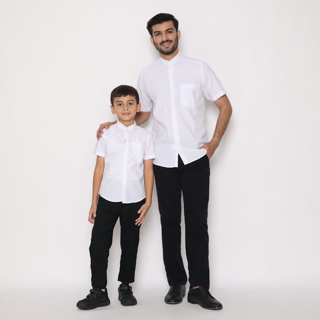 Dancus Kemeja Koko Couple Ayah Anak Lengan Pendek Warna Putih OLRK246