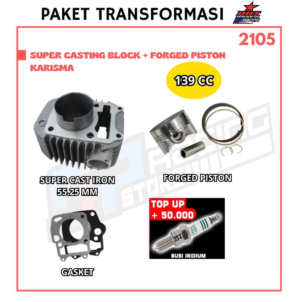 Paket Bore UP Karisma - Blok Piston 55.25 MM - BRT Promo 2105