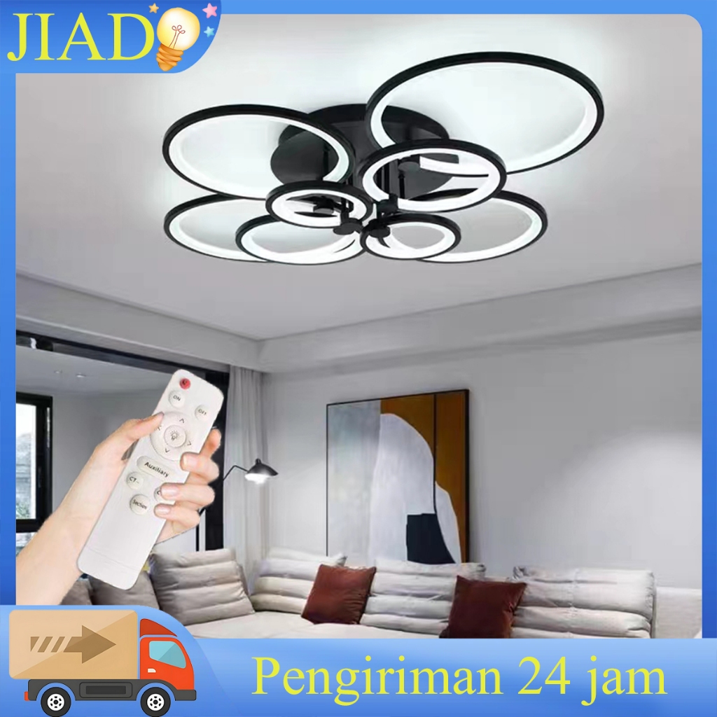 Lampu Ruang Tamu Mewah Lampu Plafon Bulat Persegi Kreatif Lampu Plafon LED 3 Warna Lampu Gantung Rua