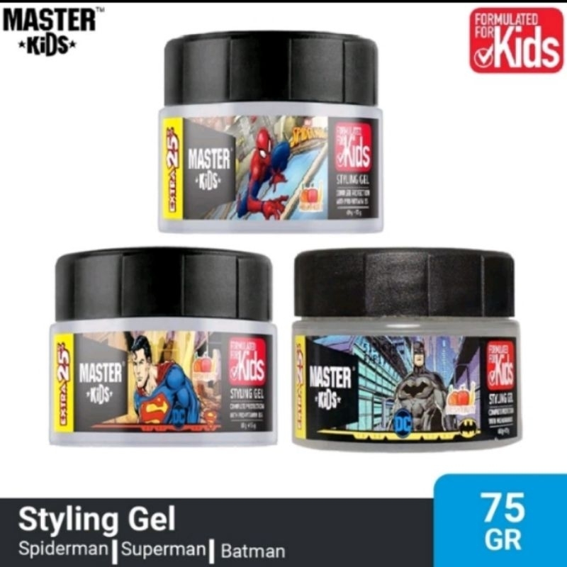 master kids styling gel 75gr gel rambut anak