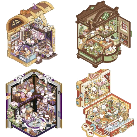 

3D Decorative Sticker Korea New Series Treasure Cest Magic Simno Viral Sticker 3D Landscaping Creative Mainan Anak Unik