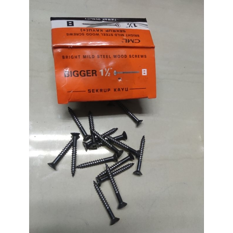 Sekrup Kayu Kepala (+) 1 1/2 X 8 / 1 Box Isi + - 70 Buah